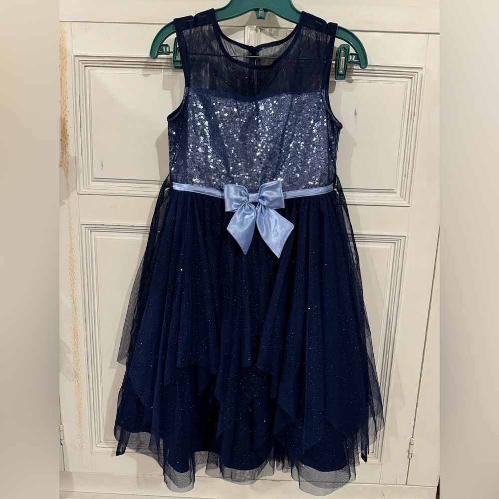 Jona Michelle Bug Girls Dress (Size 12) (Navy)